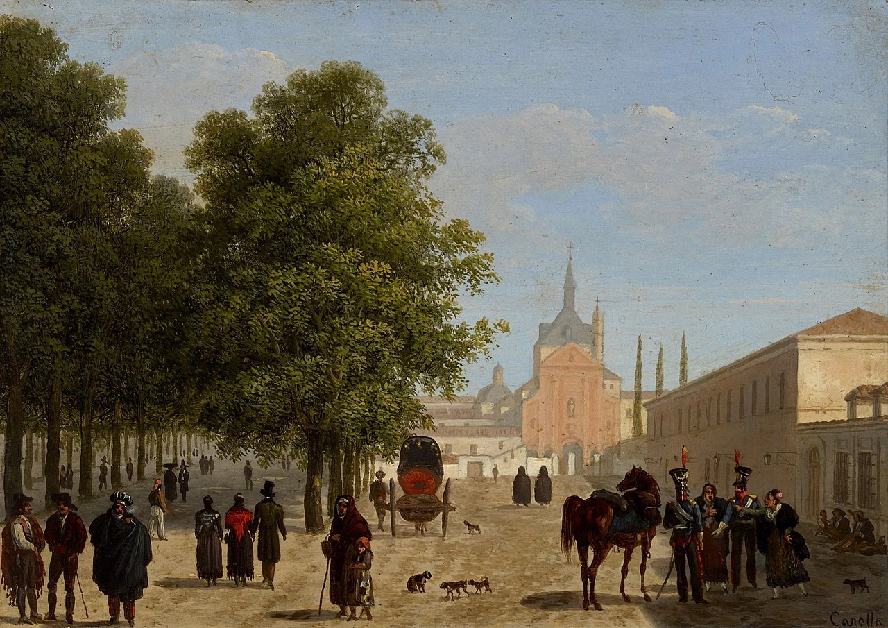 Vista del paseo de Recoletos con el convento de Recoletos en Madrid - Museo de Historia de Madrid
